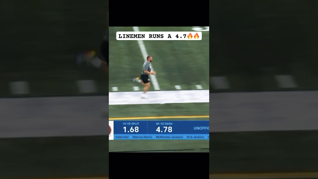 Jaw-Dropping 40 yard dash for a Linemen⚡️⚡️