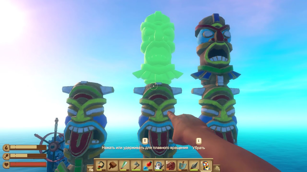 Raft farm Tiki pieces