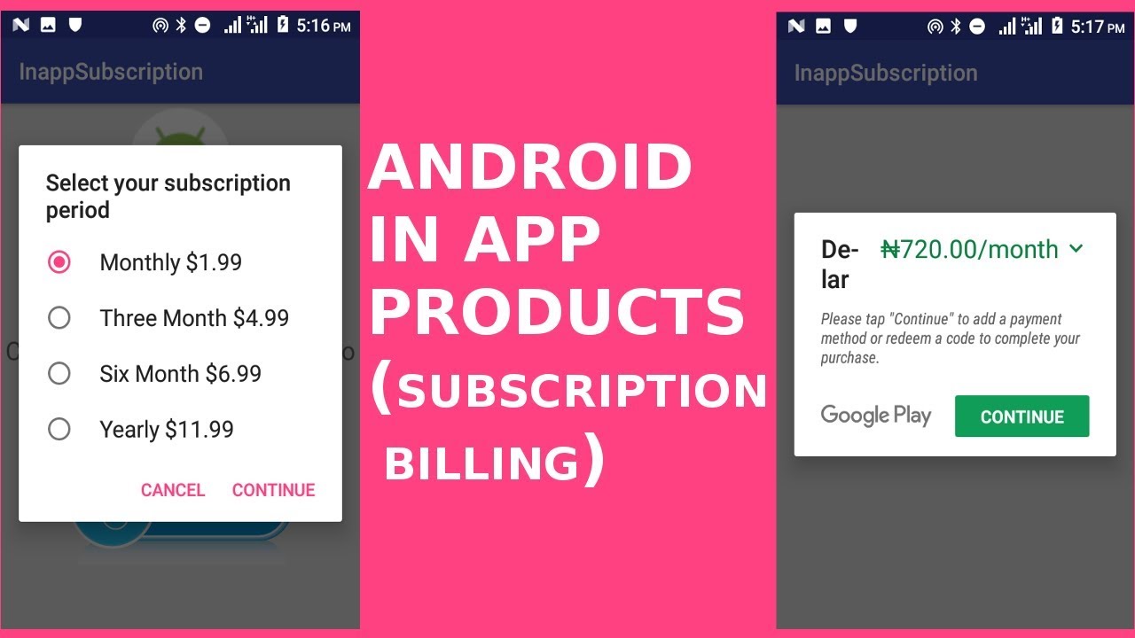 ANDROID IN APP PRODUCT (SUBSCRIPTION BILLING)