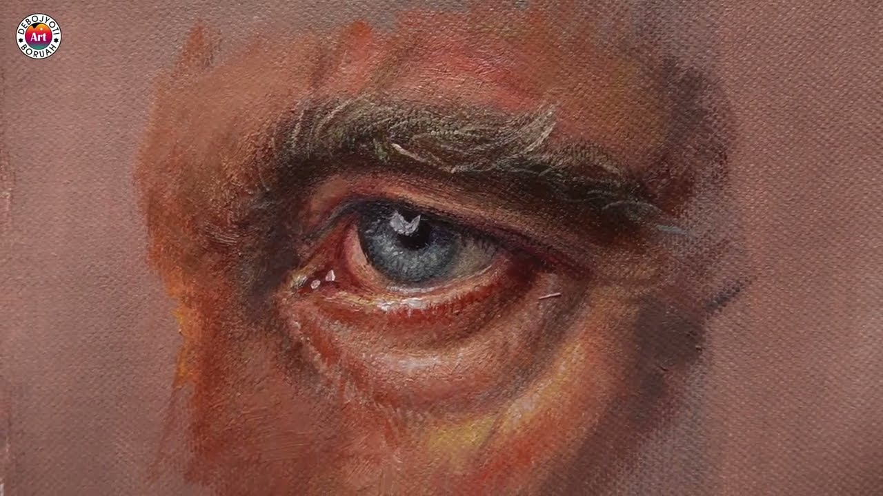 Learn How to Paint Realistic Skintone with Acrylic | Eye Painting by Debojyoti Boruah