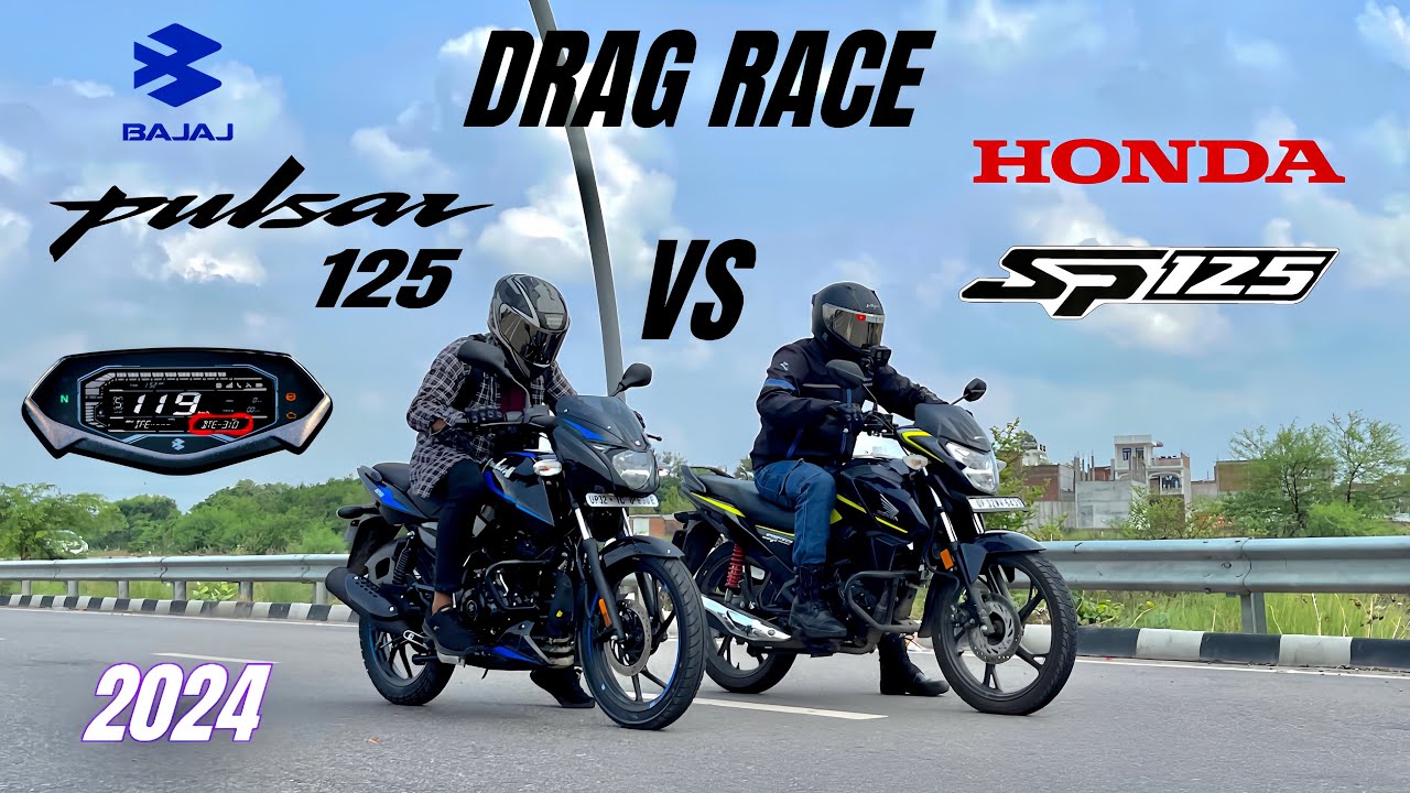 bajaj pulsar 125 2024 vs Honda sp shine 125 | drag race | shocking results 😱