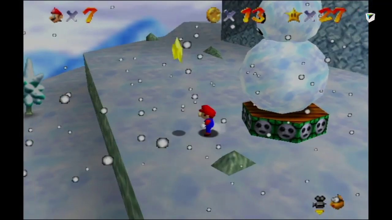 Super Mario 64 (Estrella 28) - Monte fr&iacute;o fr&iacute;o - Hombrenieve busca cabeza