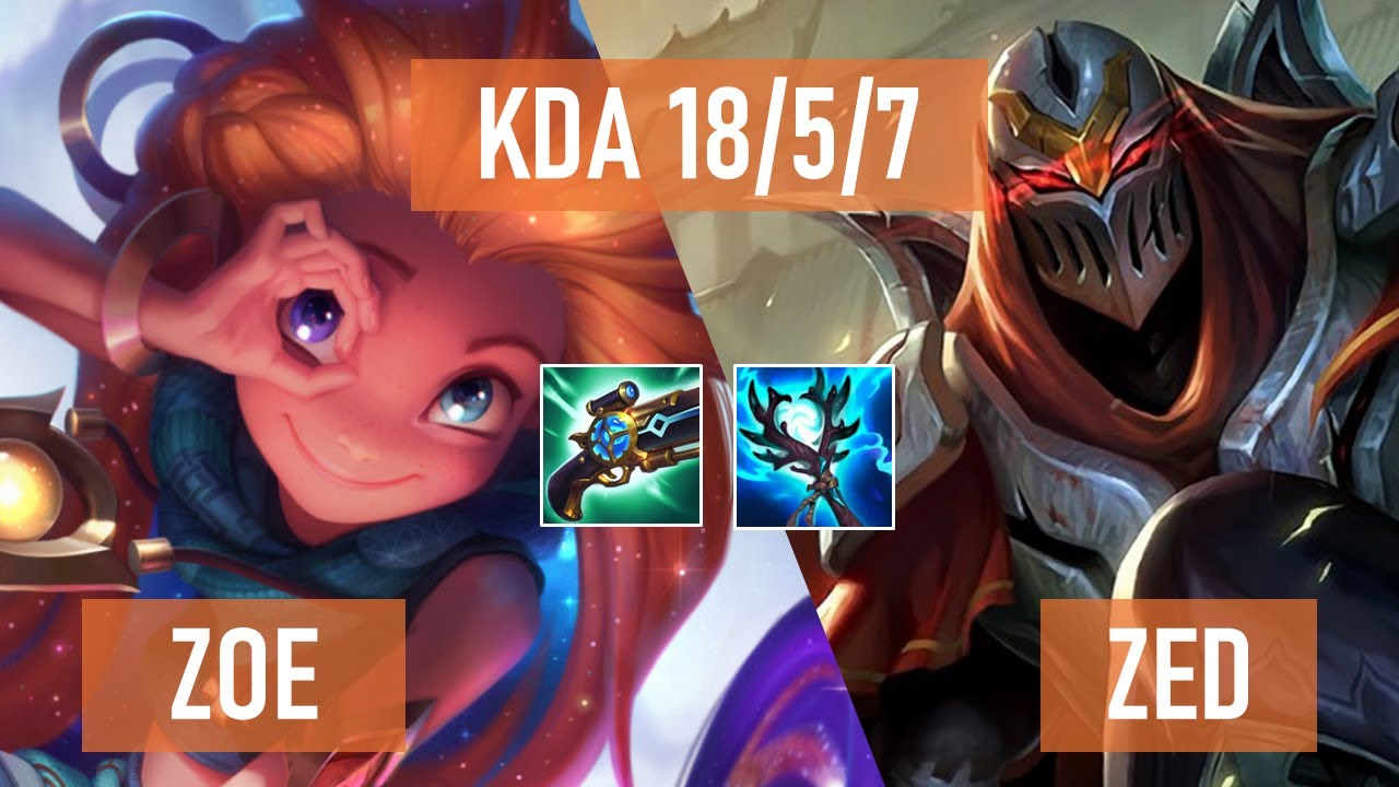 ZOE VS ZED - 18/5/7 KDA MID GAMEPLAY | 14.1