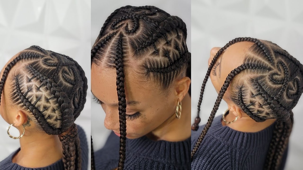 4 braids with design💫💕