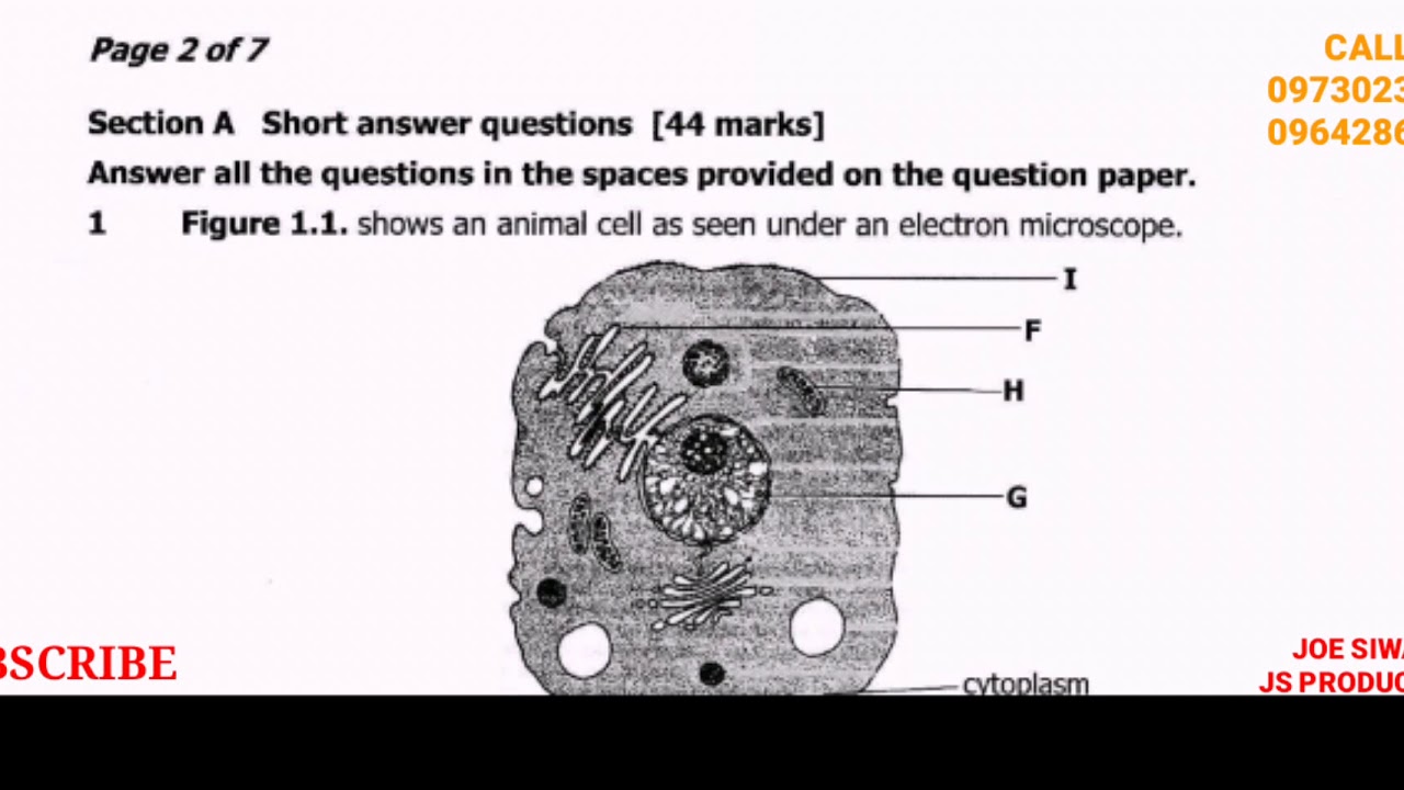 ECZ Biology past paper 2 (2016). Question 1