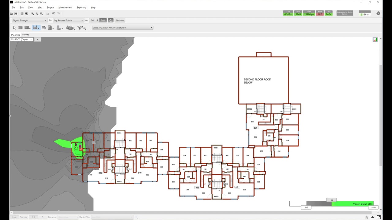 Ekahau WiFi Site Survey Ver 9.2.5 Near Real Time Coverage Planning