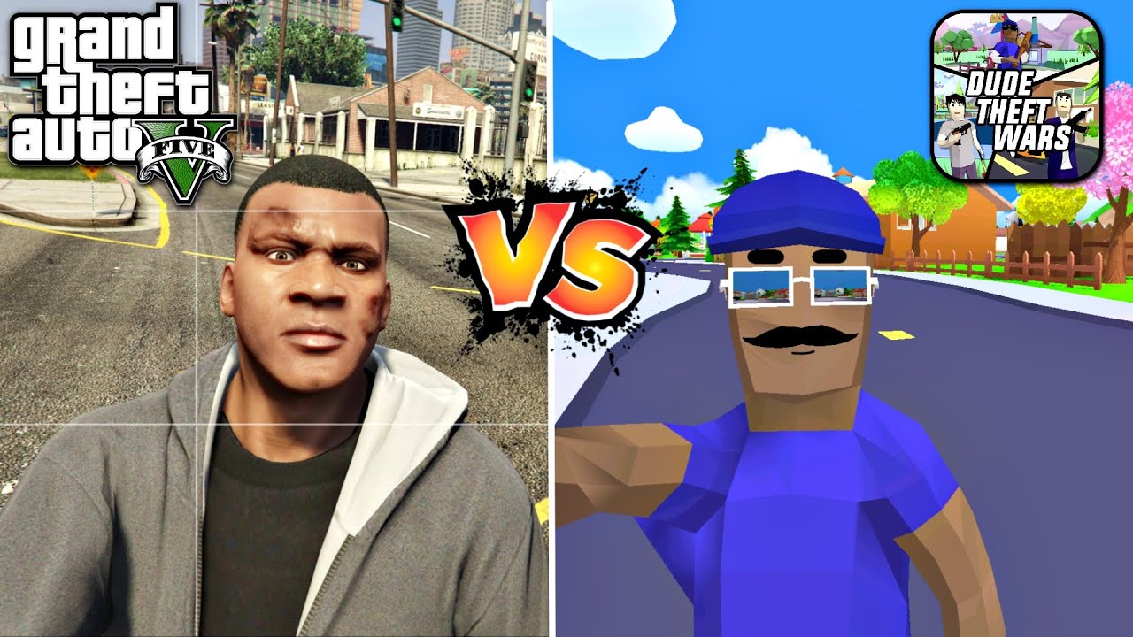 GTA 5  vs Dude Theft Wars  ความเเตกต่างระหว่างสองเกม !! - [Dude Theft Wars] โจรข่อย