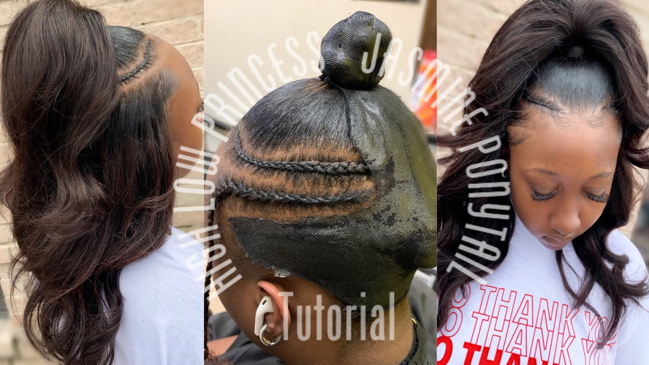 How to do a half up half down Quickweave on a protective cap tutorial |Princess 👑 Jasmine look
