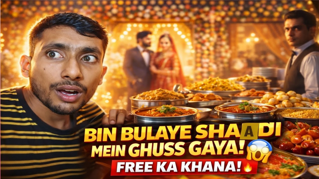 Bin Bulaye shaadi mein ghuss gaya Free ka khana.बिन बुलाए शादी में घुस गया । मुफ्त का खाना खाने।😋😛.