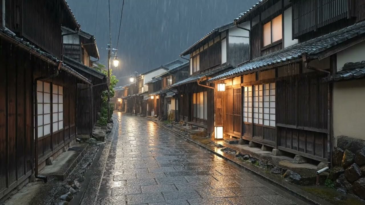 The sound of rain in Japanese streets