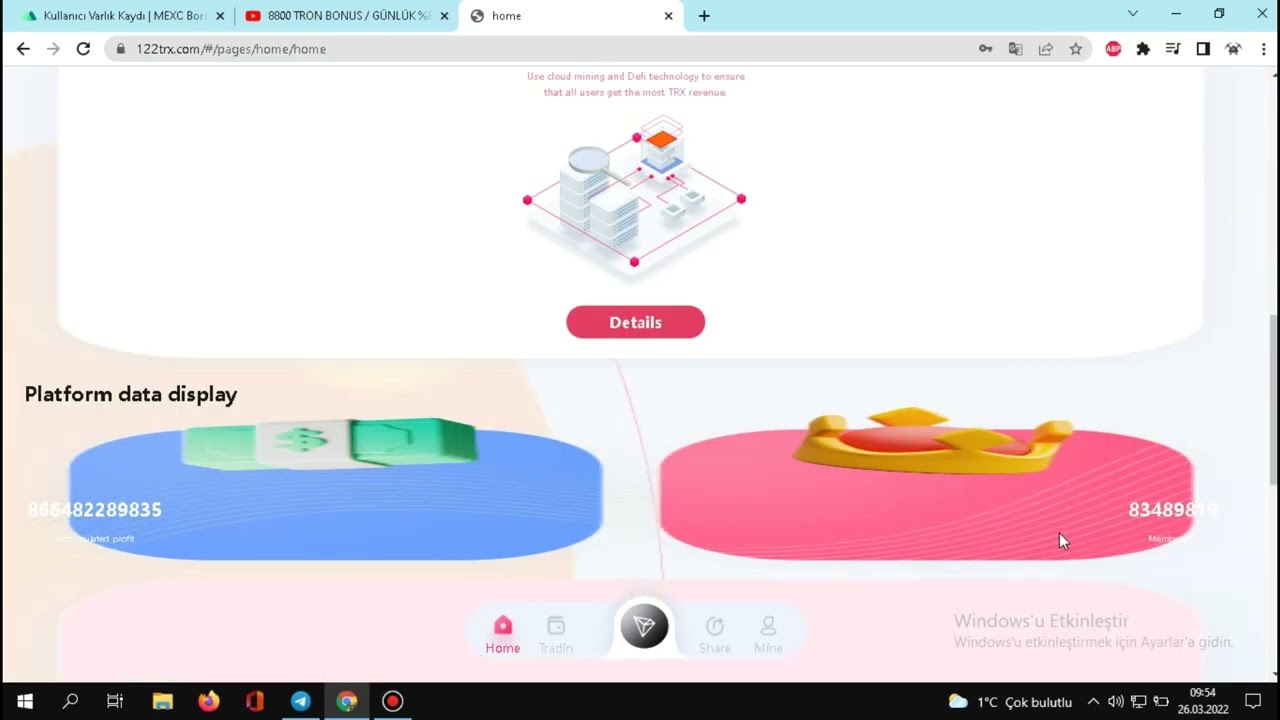 988 TRON BONUS / G&Uuml;NL&Uuml;K %7 KAR /&Ouml;DEME KANITLI / 2022 İNTERNETTEN PARA KAZANMA / TRON CLOUD MİNİNG