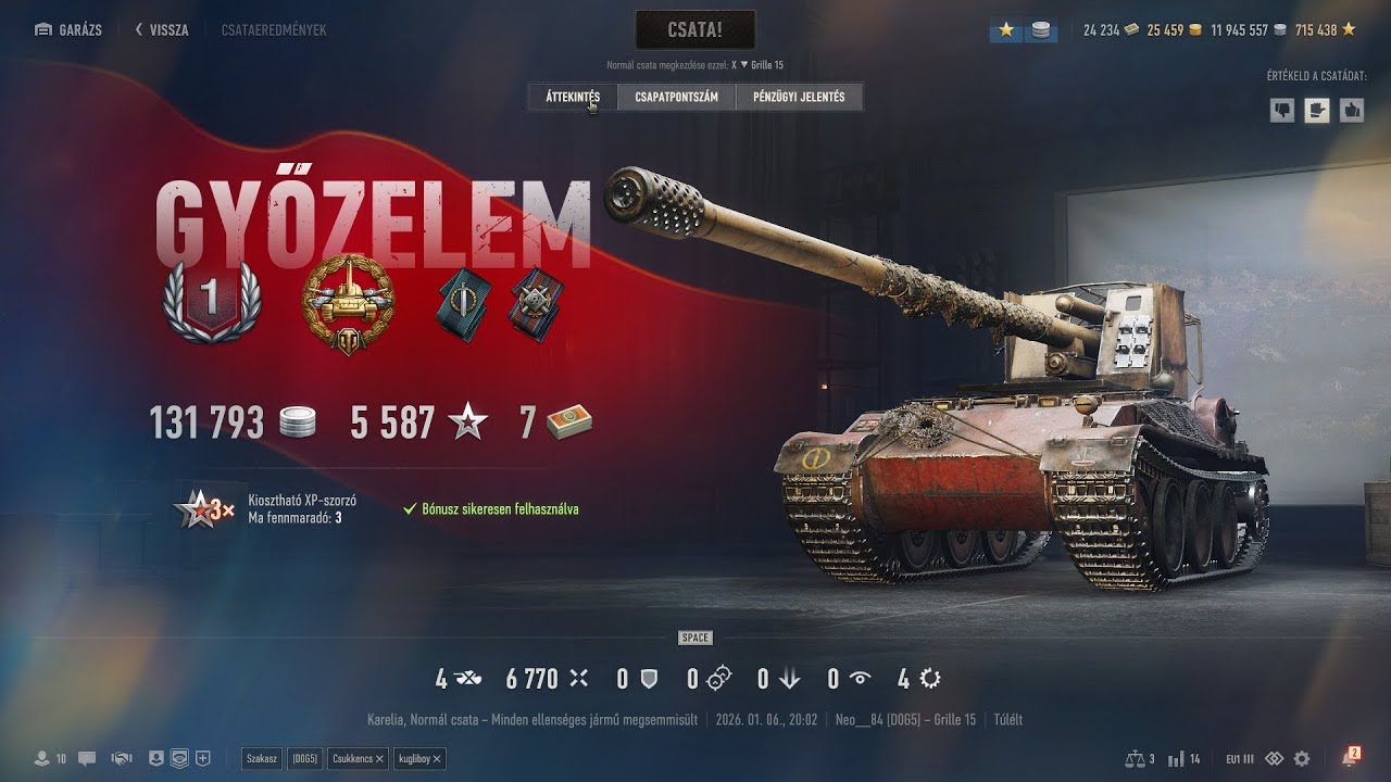WOT 2026, Grille 15, 1#, Big Caliber,  6.8K Dmg, 4kills,