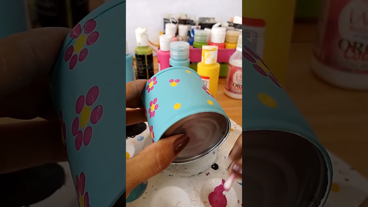 Idea para pintar tus latas de aluminio 🎨♻️#ideasdecorativas #latasdecoradas #shorts #reciclar #art