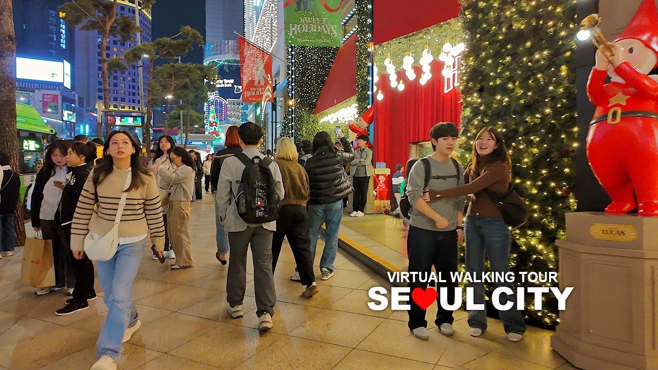 [Full Version] Seoul Evening Walk, Myeongdong Christmas Lights, Euljiro, Jongno, South Korea, Travel