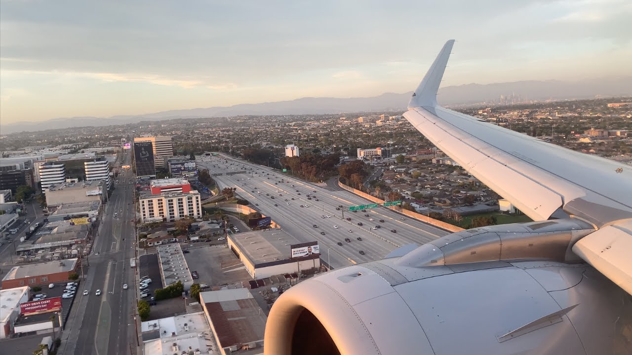 [4K] American Airlines A321neo Evening Landing at Los Angeles (LAX)