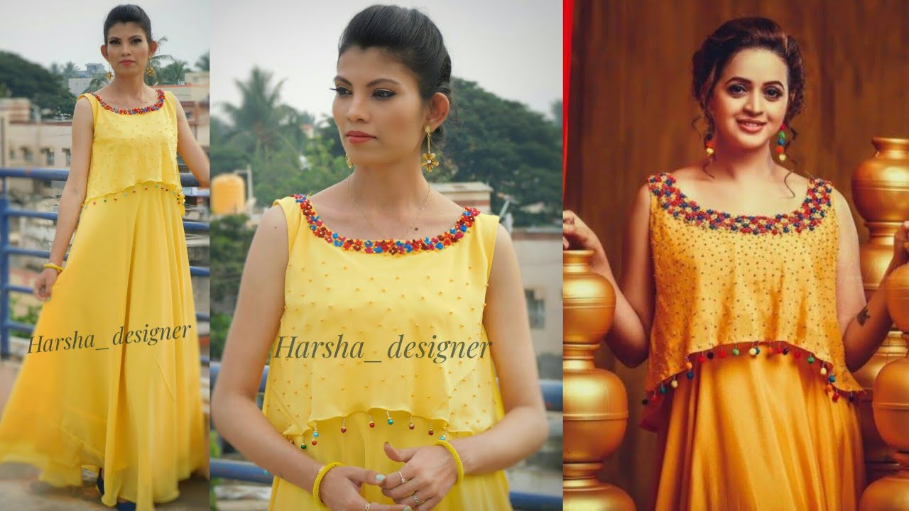 Bavana inspired haldi dress making malayalam cutting and stitching