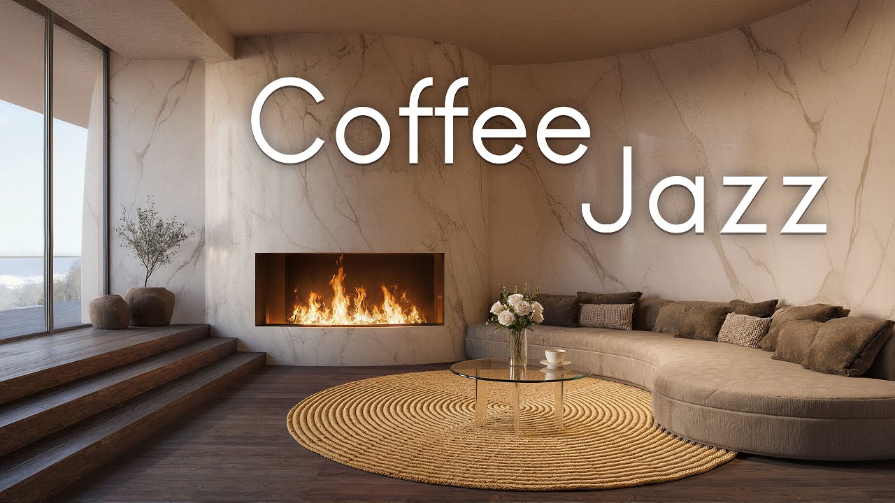Coffee Jazz Music | Cozy Fireplace Lounge for Relaxing, Work & Study