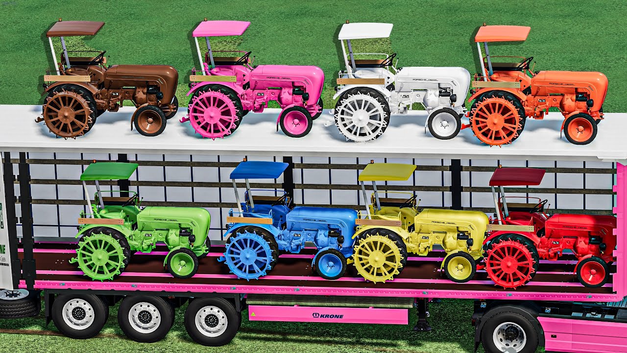 Transport Of Colors ! IRON WHEELS Mini Porsche Tractors On DUOBLE ROOF  ! Farming Simulator 22