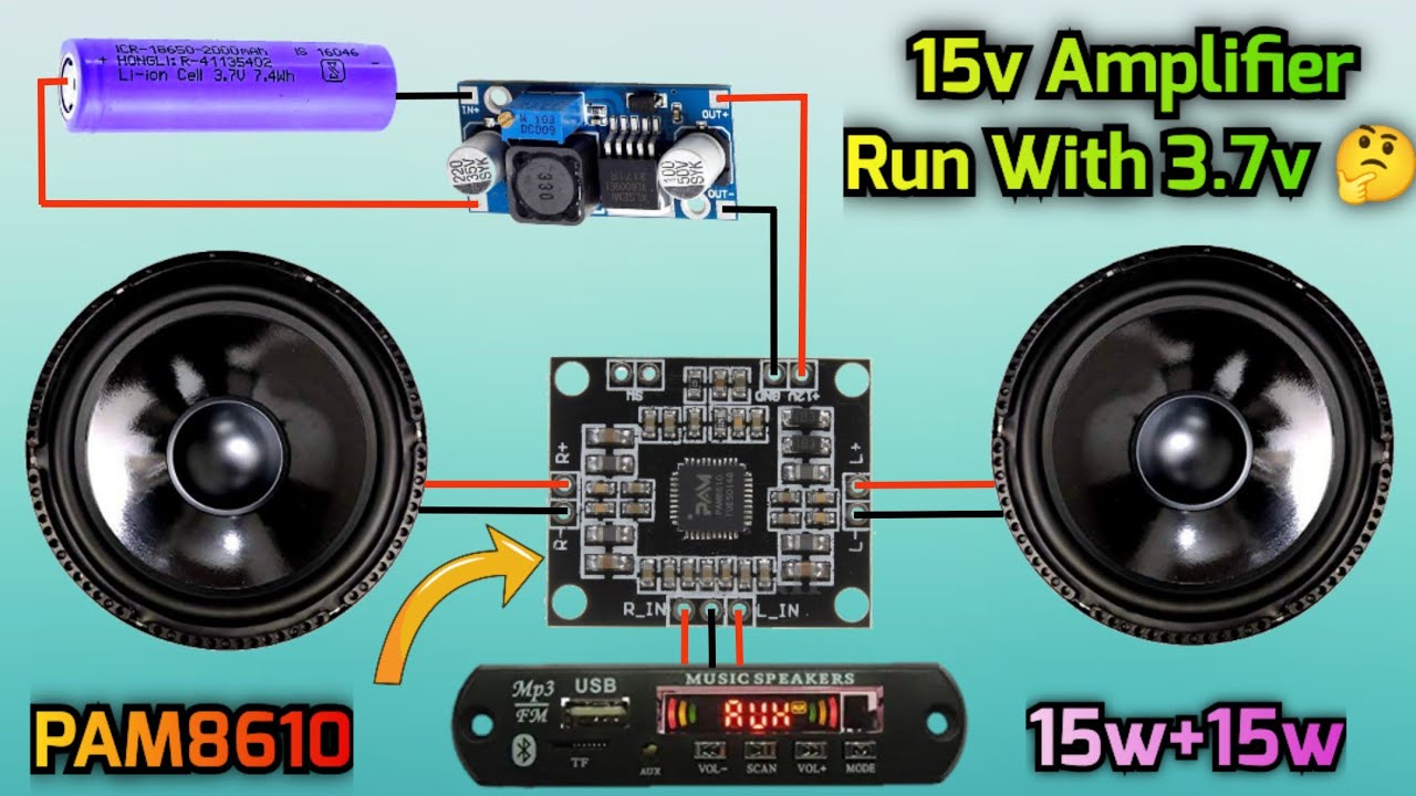 How To  Run  12v Amplifier By 3.7v Battery | XL6009 Boost Converter | PAM8610