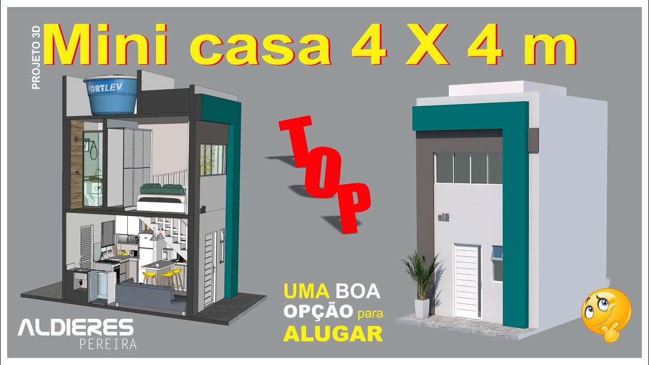 MINI CASA 4 X 4 m -Top (Uma boa op&ccedil;&atilde;o para alugar)