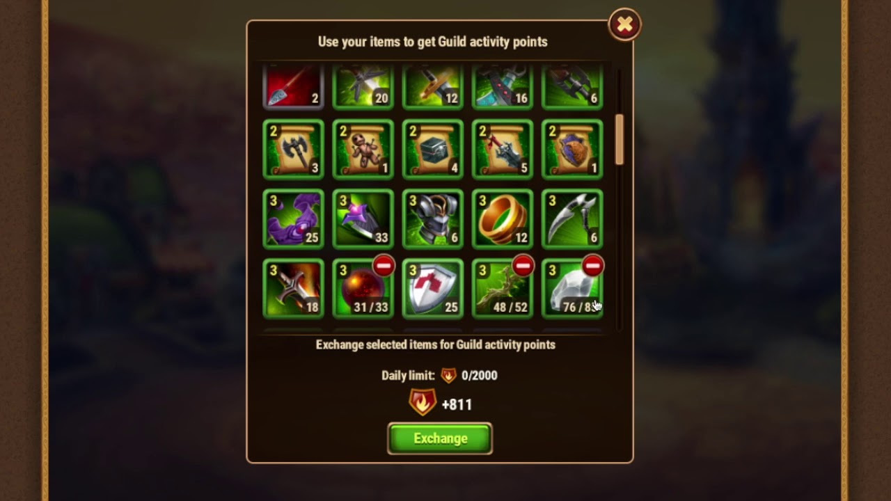 Hero Wars how to get 850 guild points without runes?