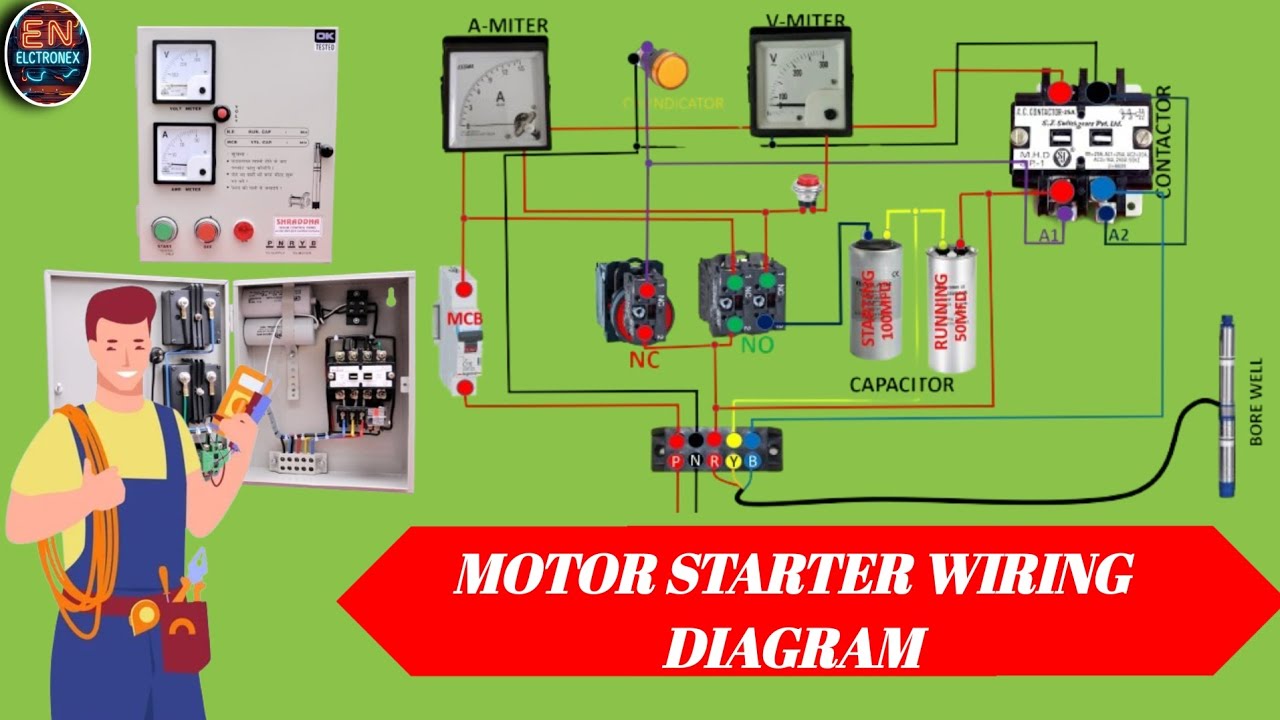 Single Phase Starter Connection|Motor Starter Wiring Diagram|How To Connect  Motor Starter