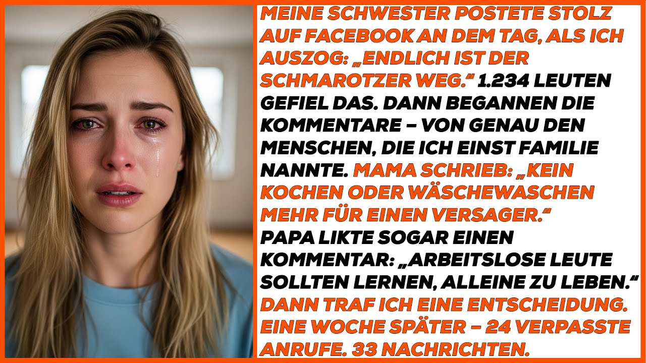 Meine Schwester postete stolz auf FB an dem Tag, als ich auszog: „Endlich ist der Schmarotzer weg“.