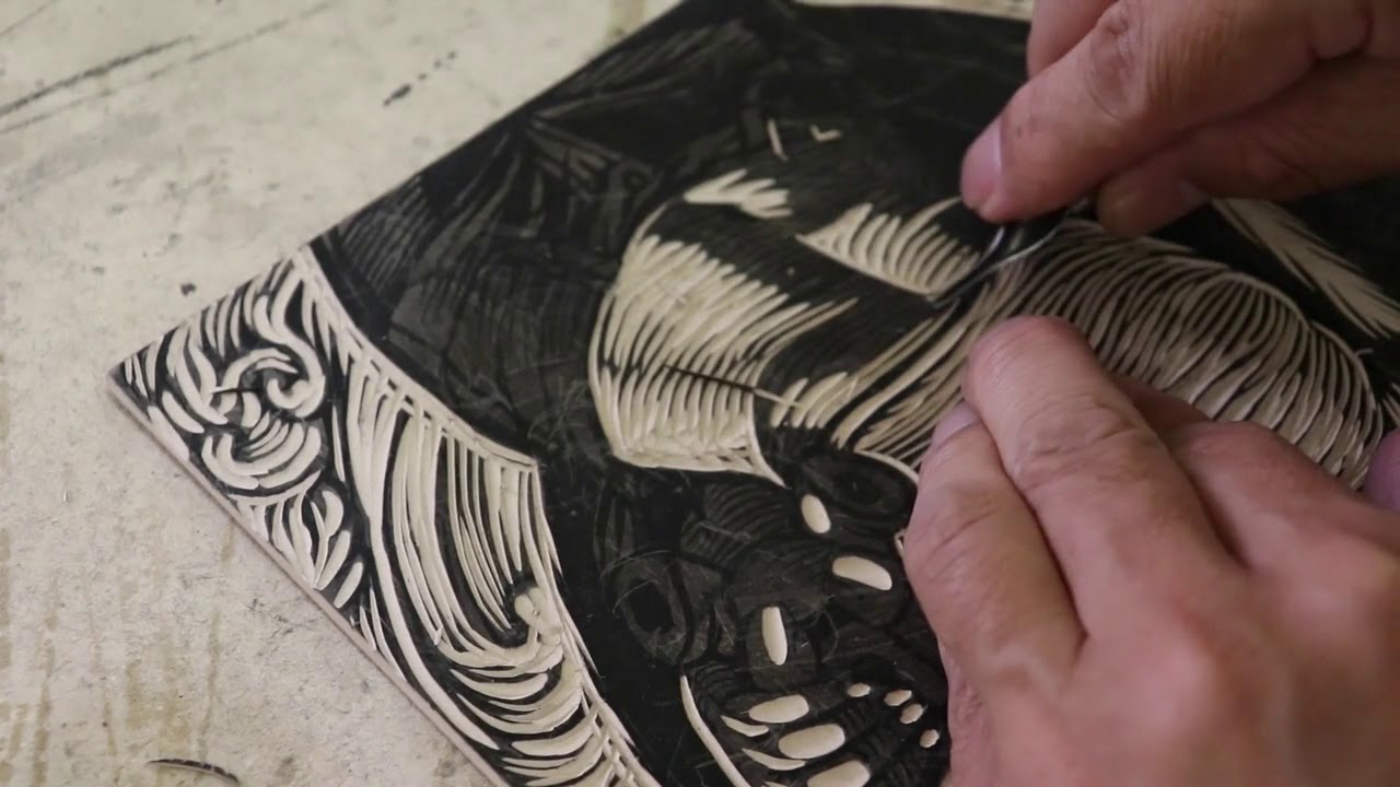 Linocut: Linoleogravura. Gravura em linóleo.