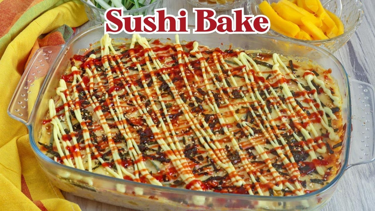 Sushi Bake with Kani Salad Topping