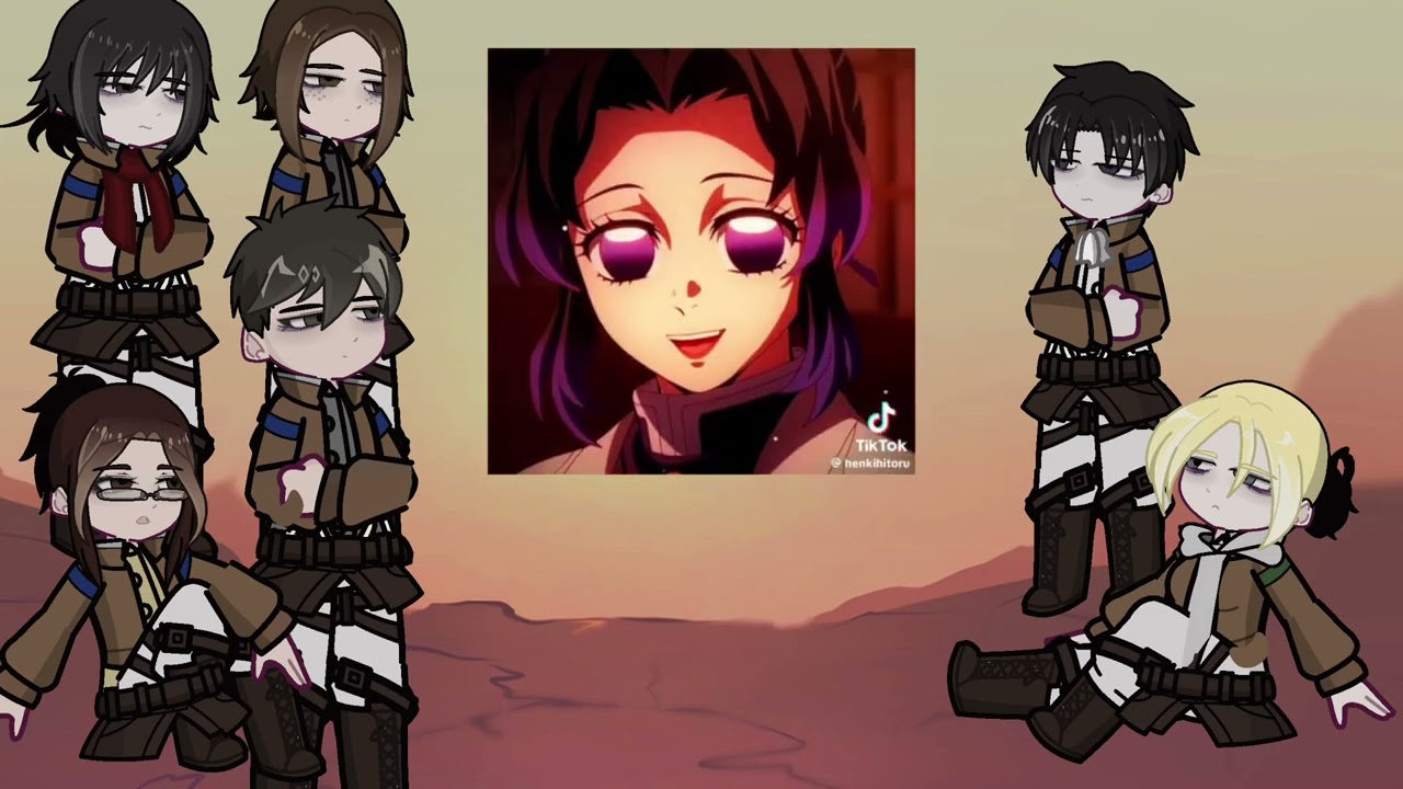 Attack on titan react to as shinobu as new scout | giyuu | Demon slayer | Eren | Gacha life 2