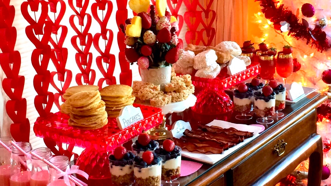 Valentine's Day Breakfast Brunch Buffet Table