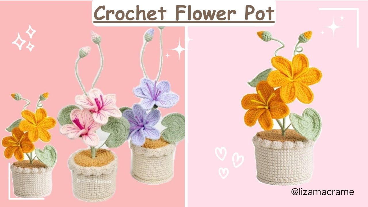 Crochet Flower Pot | Crochet Tung flower blossoms