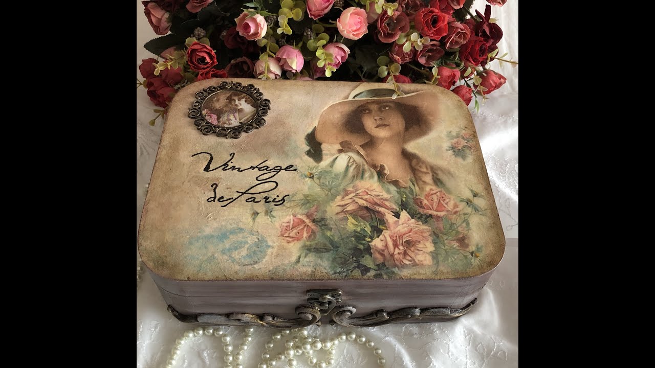 DIY Decoupage on jewellery wooden box - ΡΟΜΑΝΤΙΚΗ ΚΟΣΜΗΜΑΤΟΘΗΚΗ ΜΕ ΤΕΧΝΙΚΕΣ