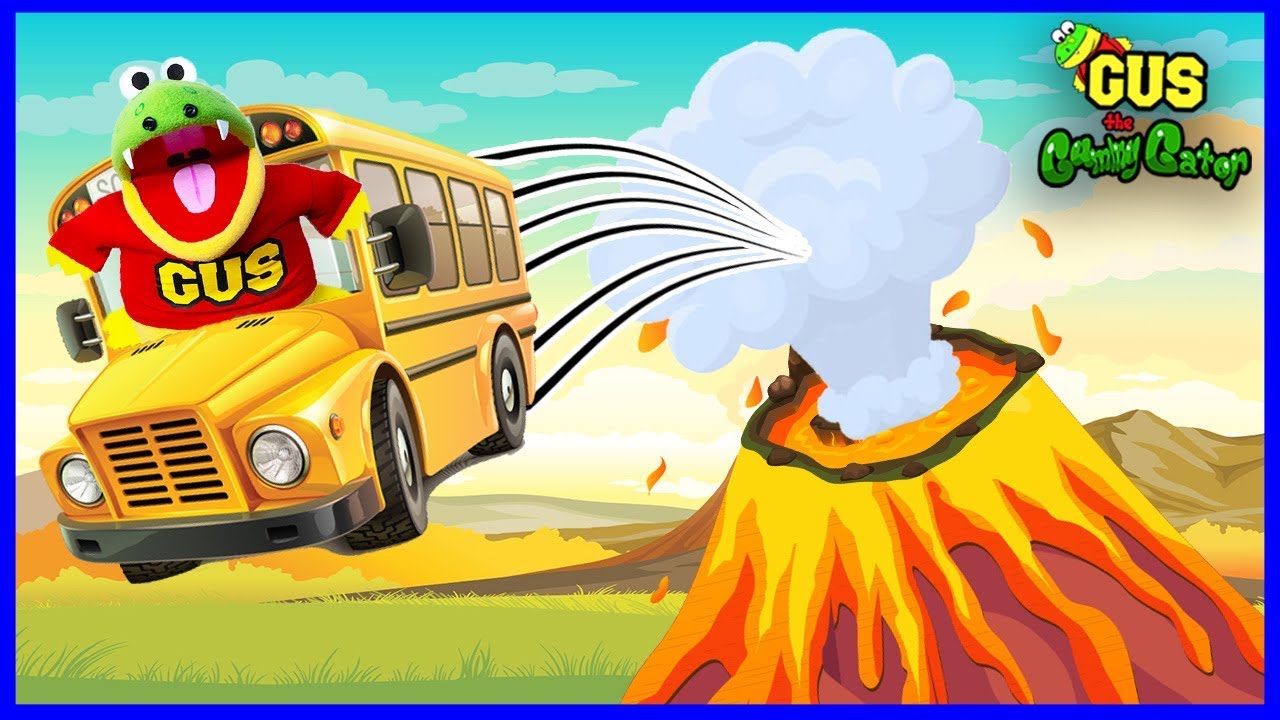 Educational School Bus Pop Up Tent Pretend Play! Escape the Volcano with Gus the Gummy Gator!