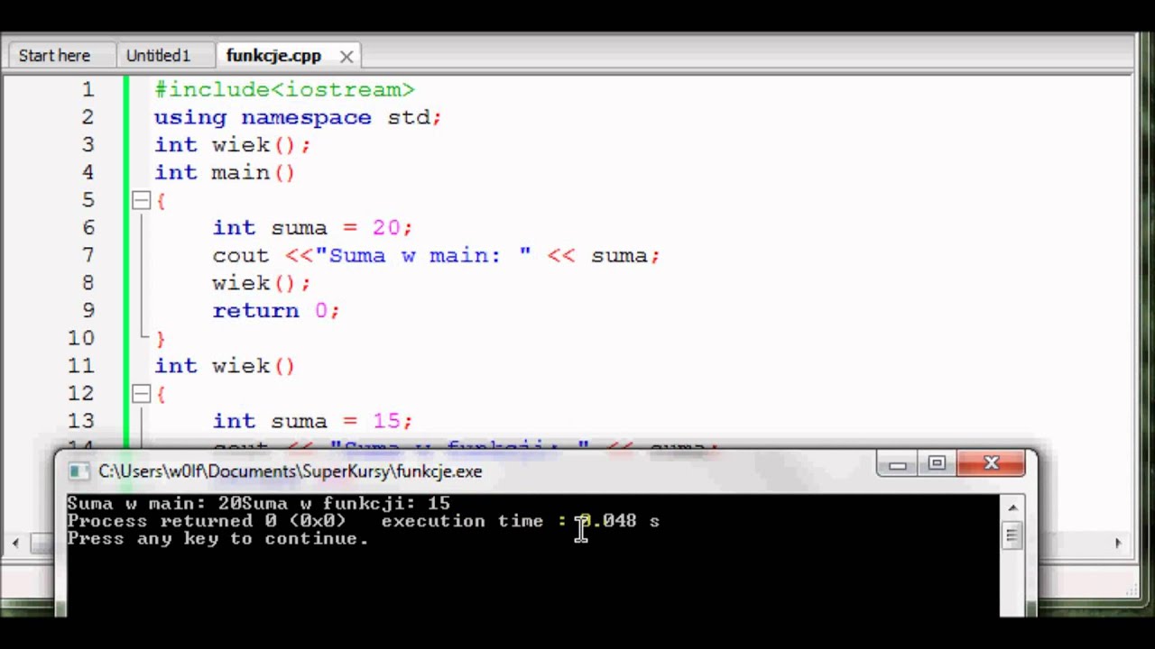 Tutorial C++ 11 - Zmienne lokalne i globalne