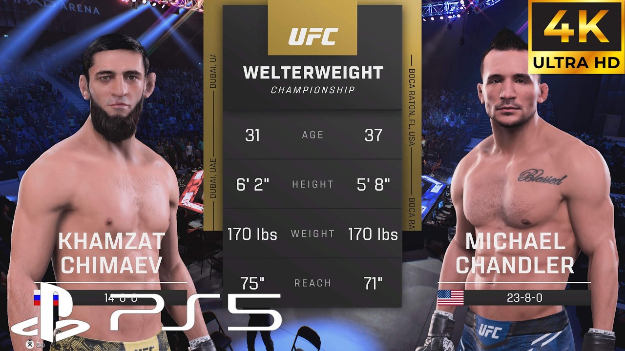 4K UFC 5 KHAMZAT VS CHANDLER PS5 ULTRA HD GAMEPLAY