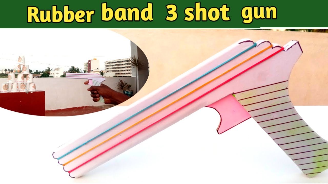 Gun//science project gun//how to make rubber band 3 shot gun //rubber band gun/easy science projects