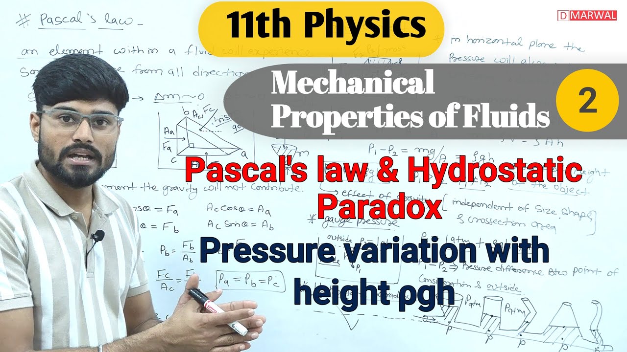 Pascal's law | Hydrostatic paradox | Pressure variation with height | Gauge pressure |fluid pressure
