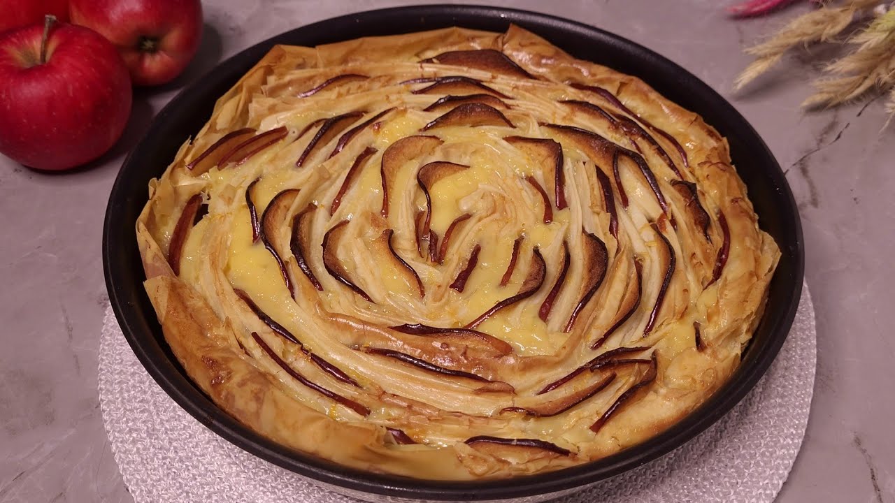 ТІСТО Філо і 2 ЯБЛУКА🍎🍎 ПРОСТО і Смачно😋 Неймовірний ПИРІГ Квітка