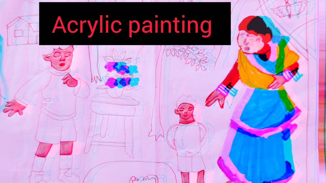 live Acrylic painting Beautiful Village/Acrylic painting for beginners/painting/