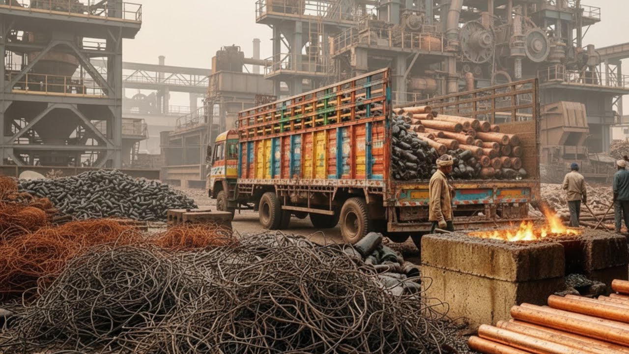 Recycling Waste Ac Compressors And Electronic E-Waste Scrap Into Pure 999.9% Copper