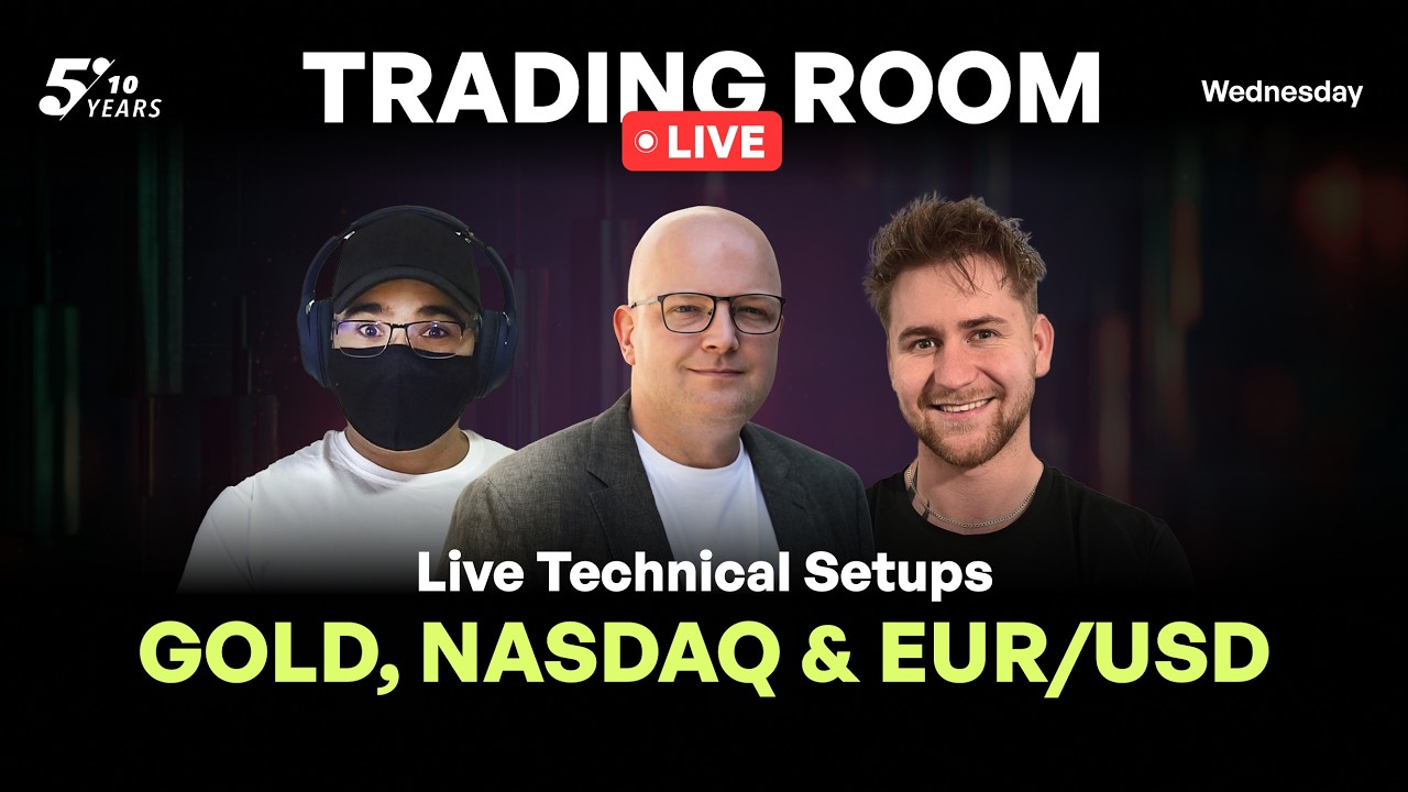 Live Technical Setups | Gold, NASDAQ & EUR/USD | Live Trading with The5ers