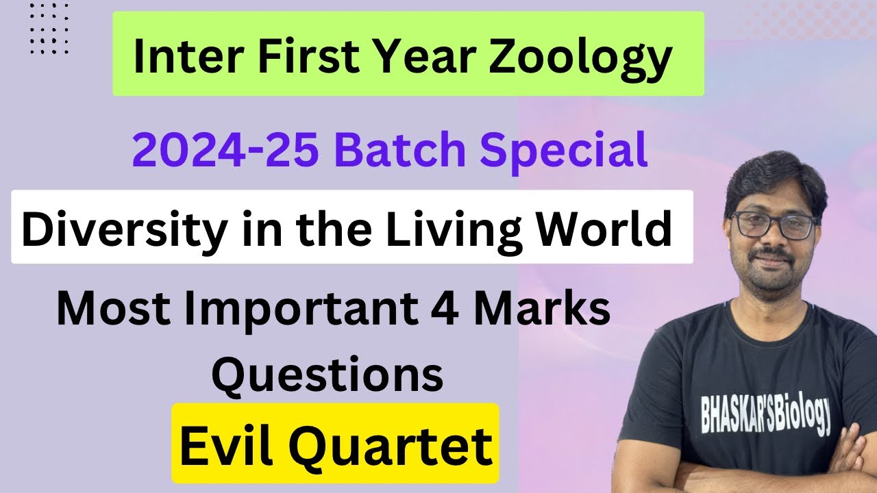 Evil Quartet || Diversity of Living World Important 4 Marks Questions || Inter First Year Zoology