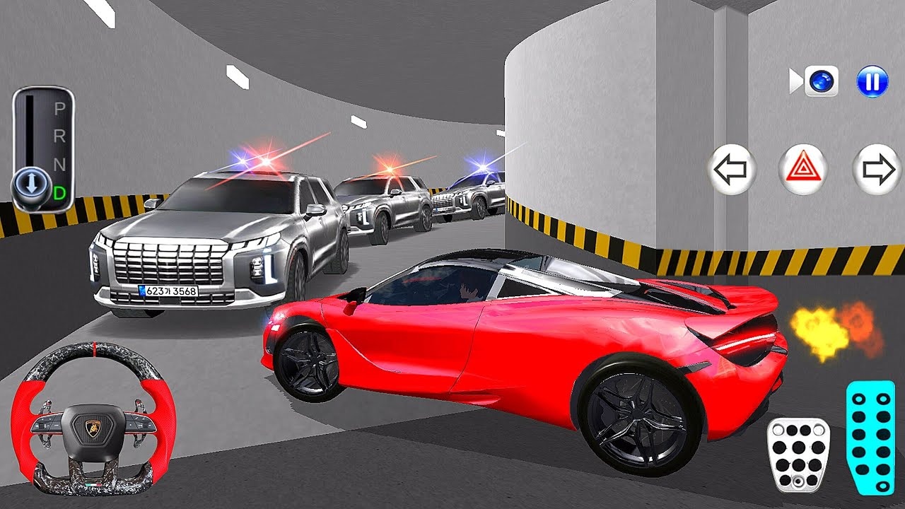 New Red Mercedes Stuck in Parking Garage - 3D Driving Class 2026 - 3D Driving Class Game - Car Game
