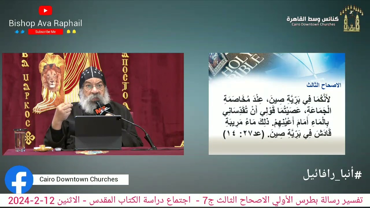 تفسير رسالة بطرس الأولي الاصحاح الثالث ج7#أنبا_رافائيل -اجتماع دراسة الكتاب المقدس الاثنين 12-2-2024