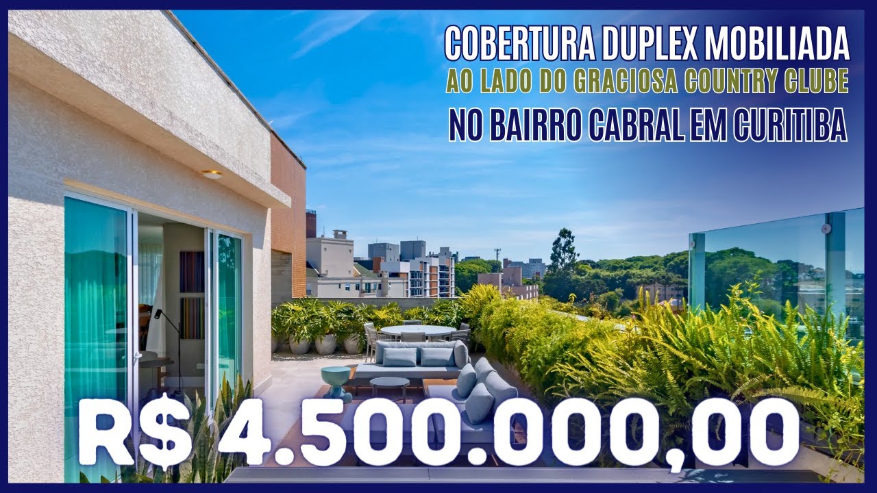 COBERTURA ESPETACULAR TOTALMENTE MOBILIADA A VENDA NO CABRAL EM CURITIBA