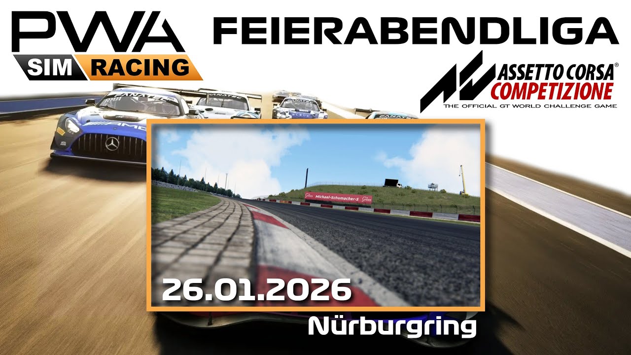 [GER] 🔴🏁PWA Simracing 🏁|🏆Feierabendliga🏆| 26/1 | Nürburgring |🎙Offizieller Broadcast🎙