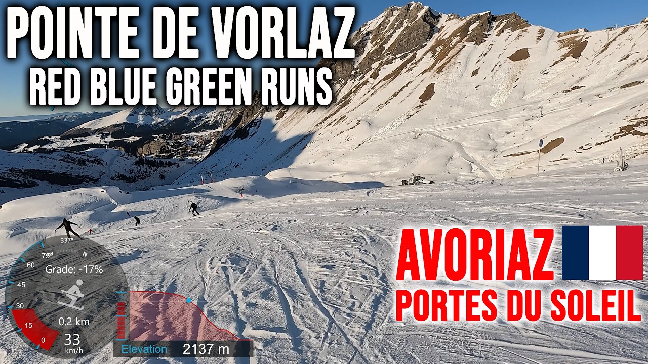 [4K] Skiing Avoriaz, Pointe de Vorlaz - Red Blue & Green Run, Portes du Soleili France, GoPro HERO13