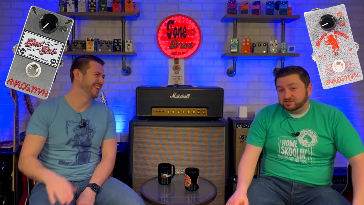 Две педали Analogman Boost, совершенно разное звучание: Bad Bob против Beano.
