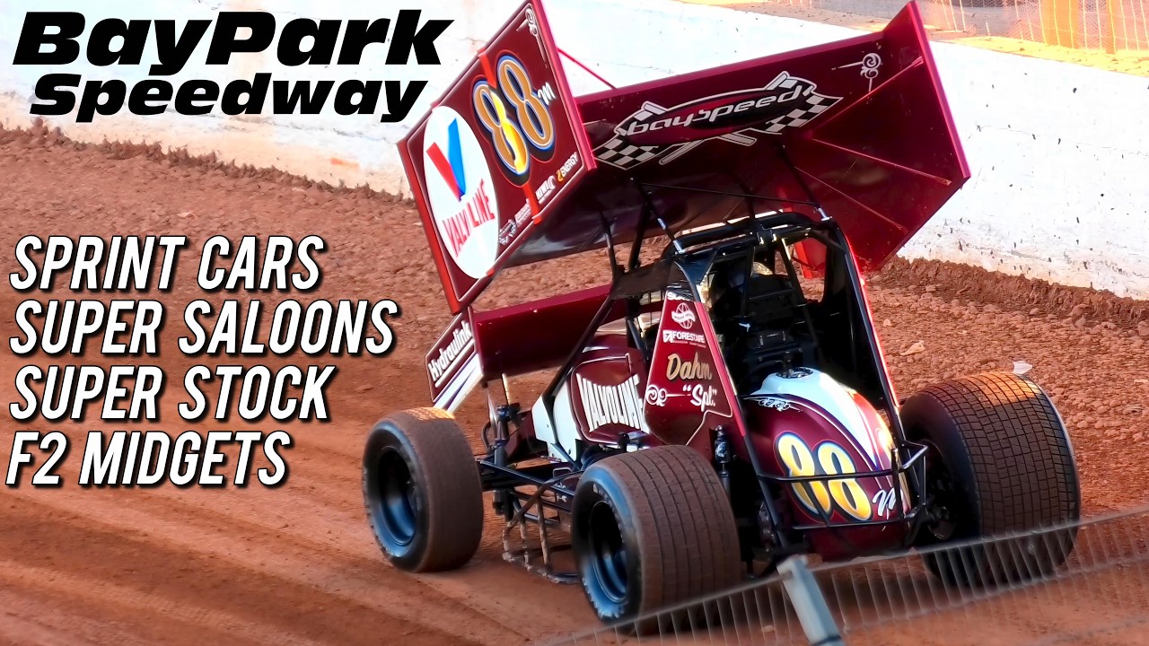 WILD NIGHT at Baypark Speedway || Sprint Cars, Super Saloons, Super Stock & F2 Midgets [4K]
